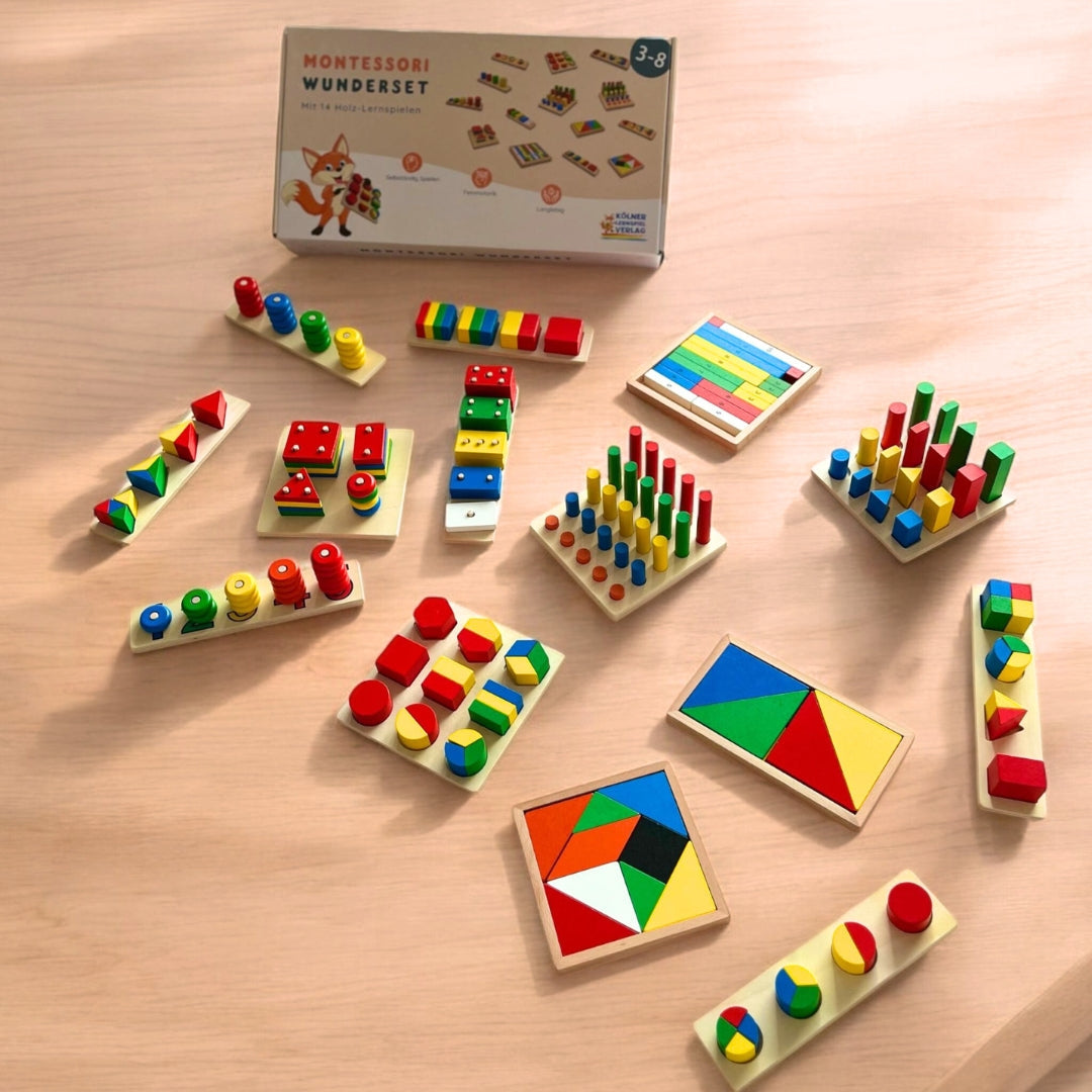 Jetzt neu: Mein Montessori Wunderset mit 14 Holz-Lernspielen