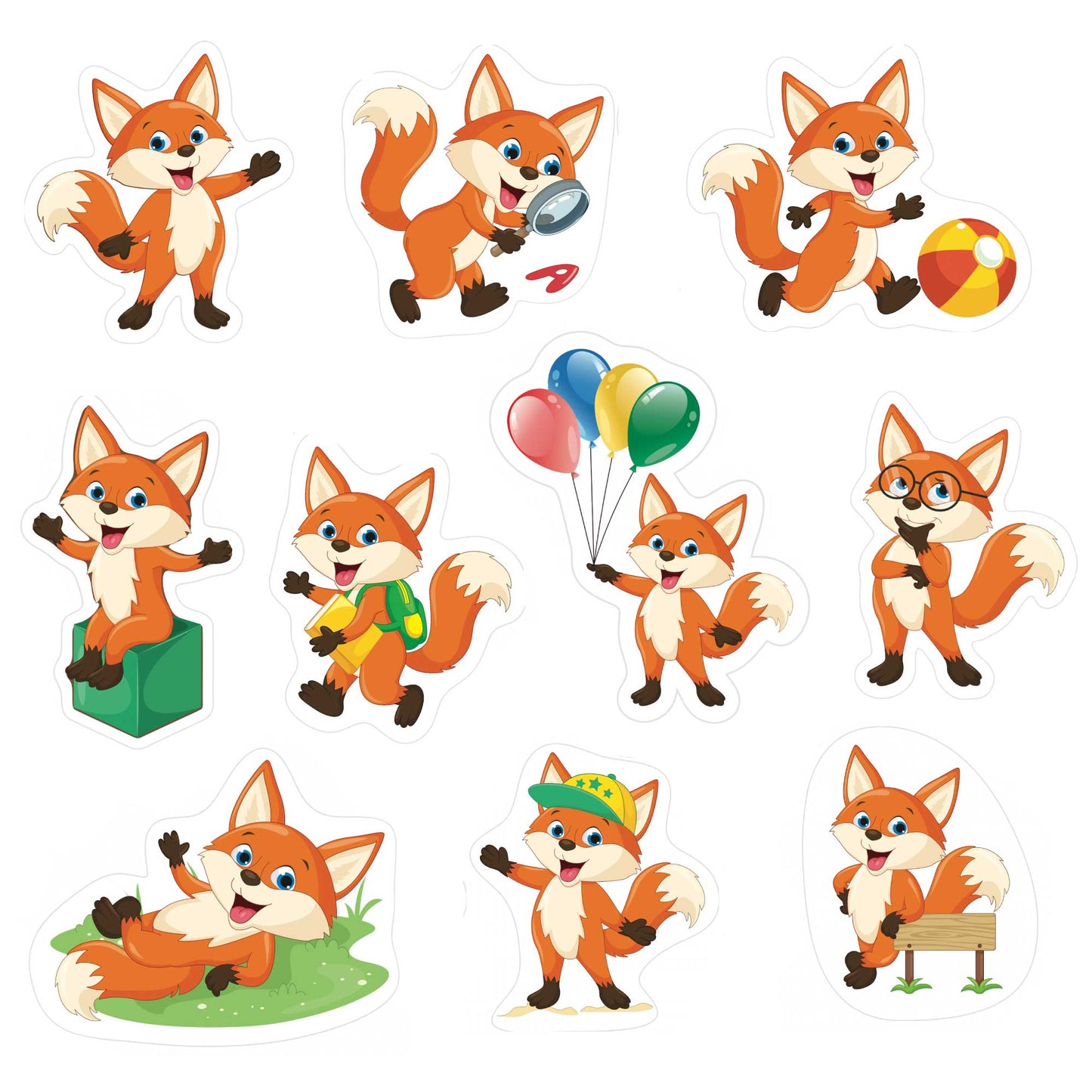 Fuchs Sticker Set: 5 Bögen mit verschiedenen Motiven