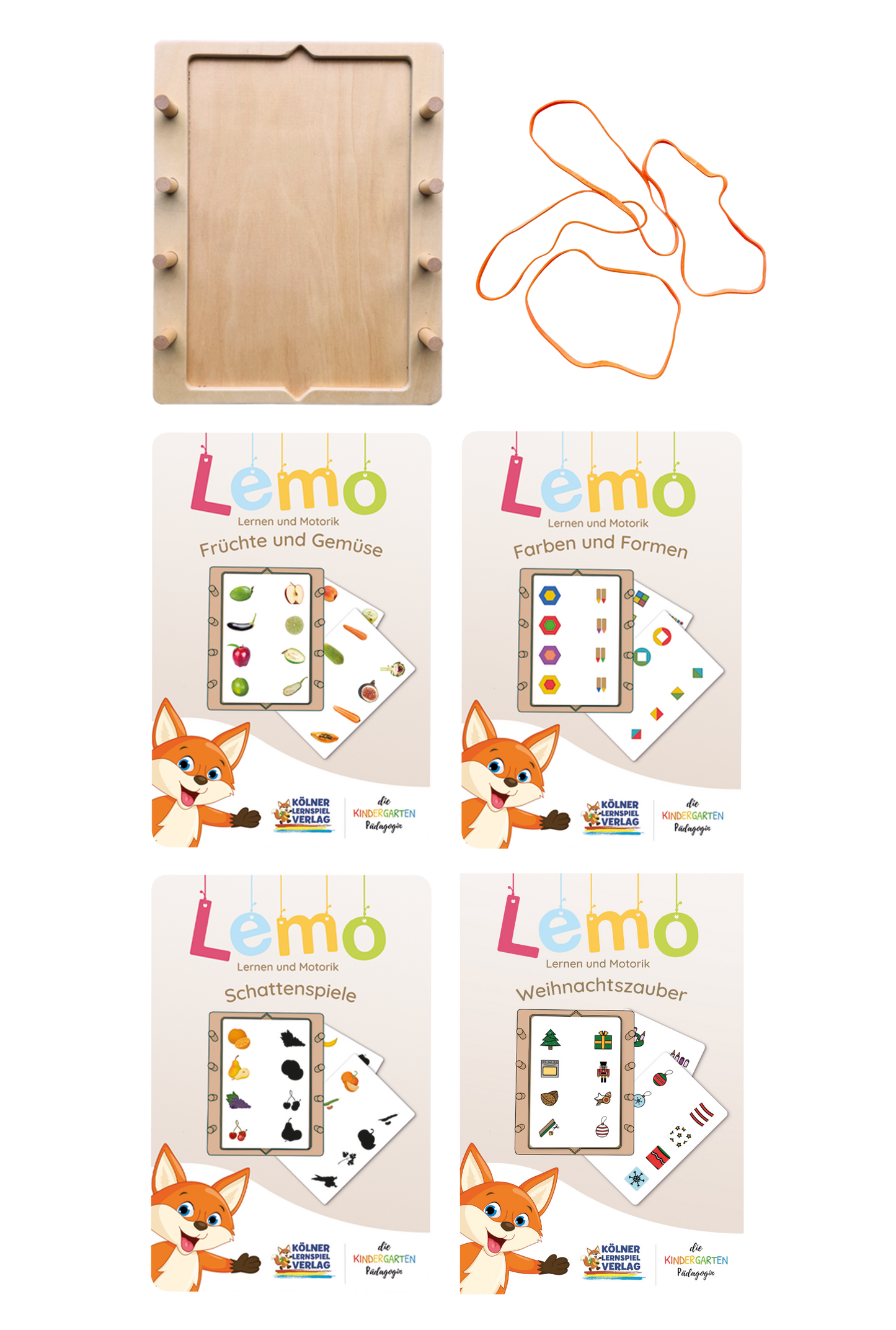 Lemo Starterset ab 3 Jahren: Holzrahmen + 4 Kartensätze