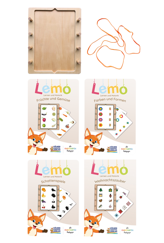 Lemo Starterset ab 3 Jahren: Holzrahmen + 4 Kartensätze
