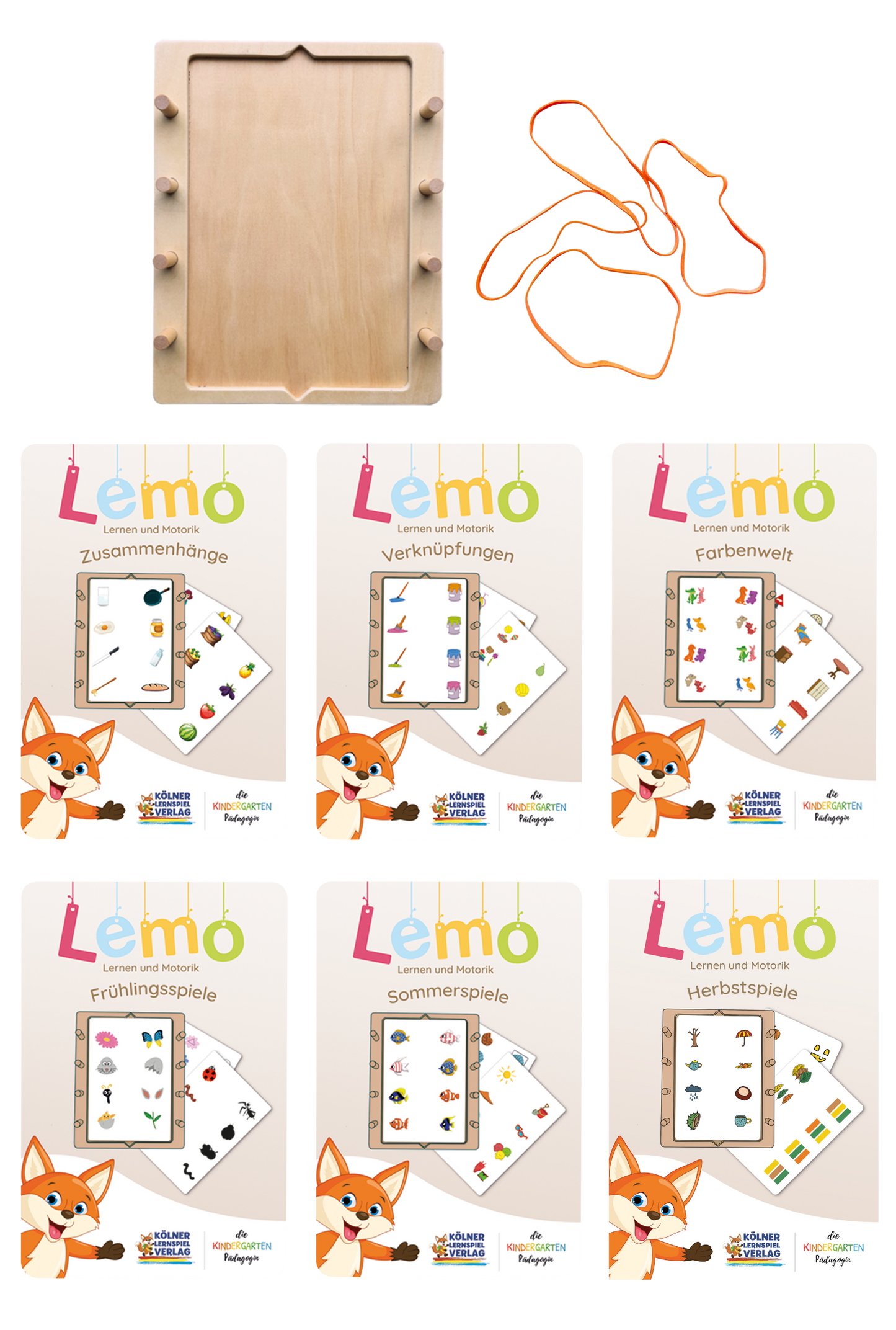 Lemo Starterset ab 4 Jahre: Holzrahmen + 6 Kartensätze