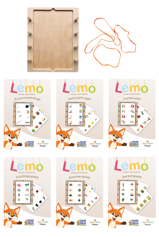 Lemo Starterset ab 4 Jahre: Holzrahmen + 6 Kartensätze