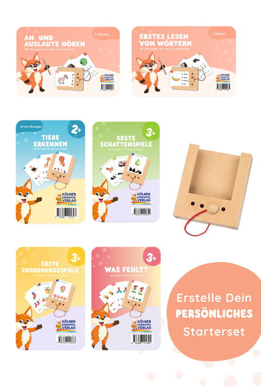 Dein persönliches Starterset: Lochkasten + 6 Kartensätze Deiner Wahl